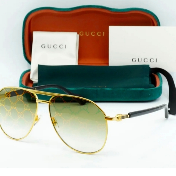 GUCCI AVIATOR GG1220 SUNGLASSES GUCCI LOGO - Picture 1 of 12
